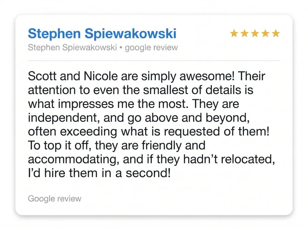 Google review from Stephen Spiewakowski, recommending Final Touch Cleaning.